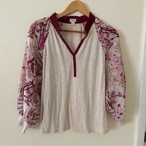 Torrid Women's Floral Blouse - Cream and Pink